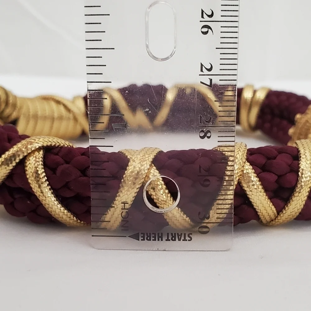 Vintage Maroon & Gold Rope Necklace